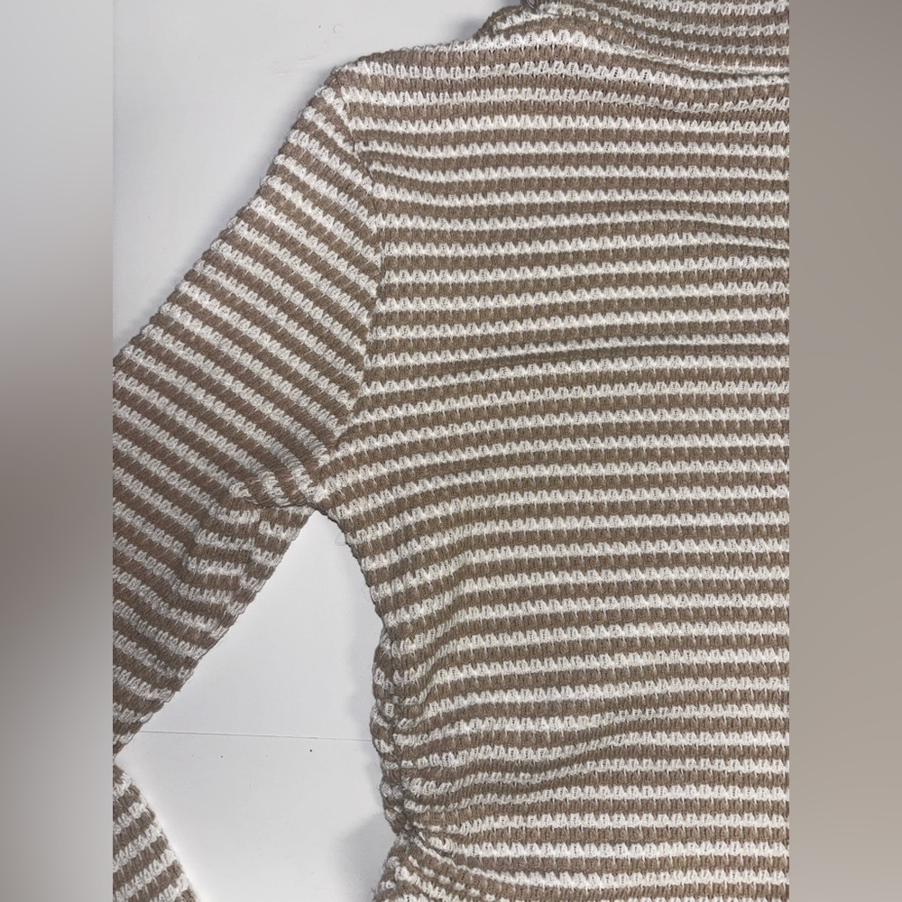 350. Beige & White Striped Turtleneck Top - Picture 6 of 6